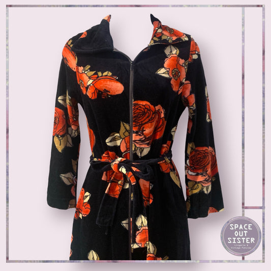 Vintage Velour Rose Zip Robe