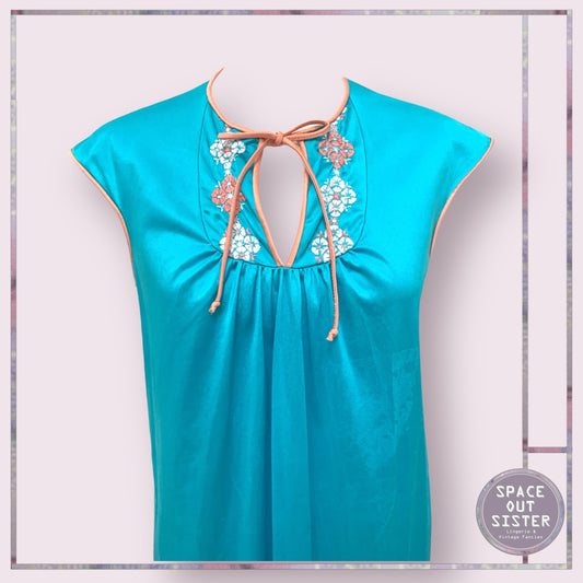 Vintage Turquoise & Orange Nightdress