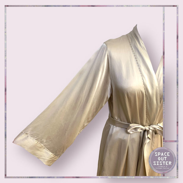 Taupe Golden Pure Silk Robe