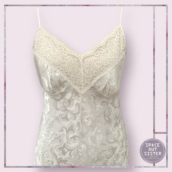 Vintage Embossed Satin Slip Dress