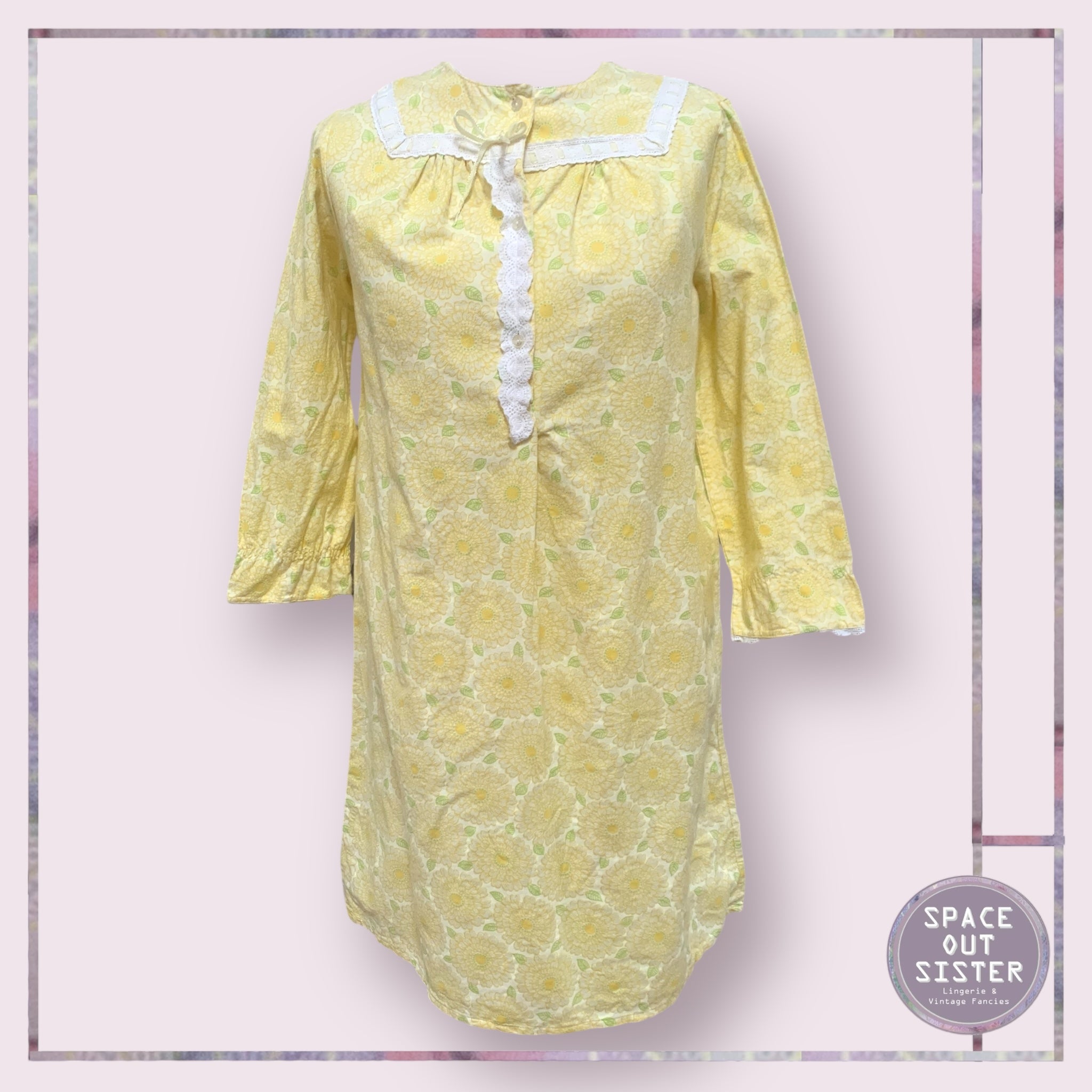 Circa 1960s Cotton Lemon Nightdress