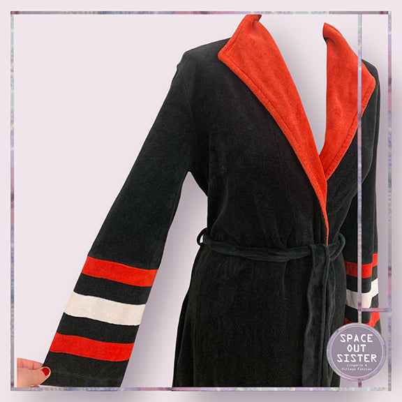 Vintage Red Black White Stripe Robe