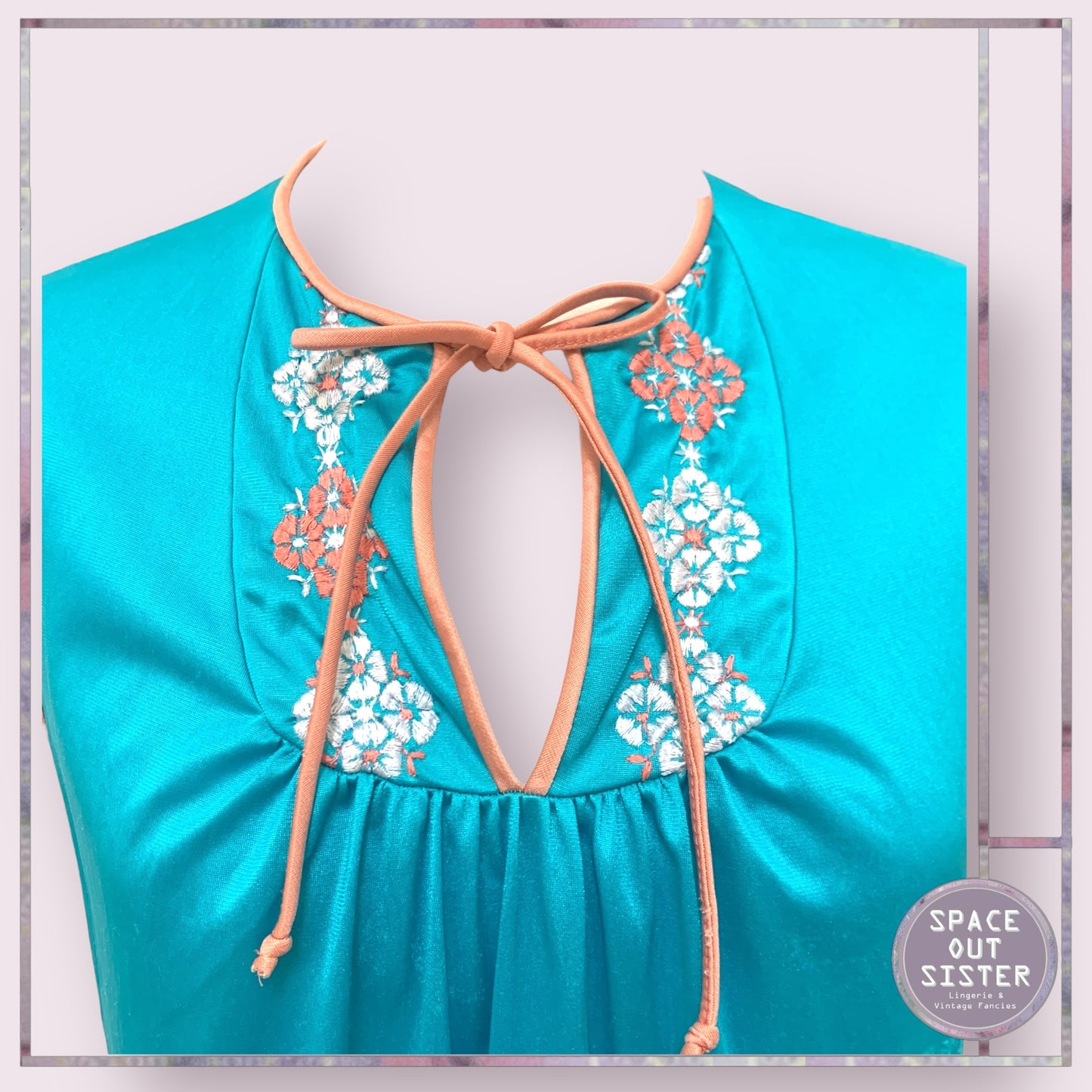Vintage Turquoise & Orange Nightdress