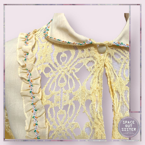 Vintage Beaded Flounce Lace Sleeve Nightdress