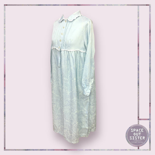 Vintage Blue Embossed Cotton Lined Nightdress