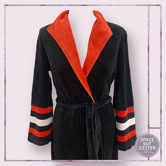Vintage Red Black White Stripe Robe
