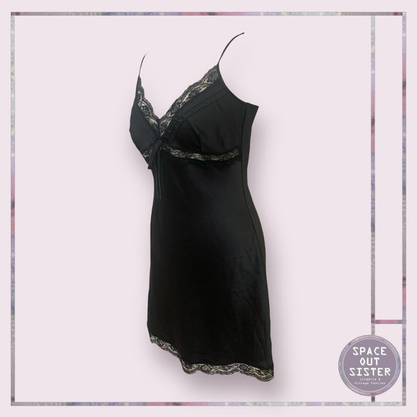 TCM Black Lace Trim Slip Dress