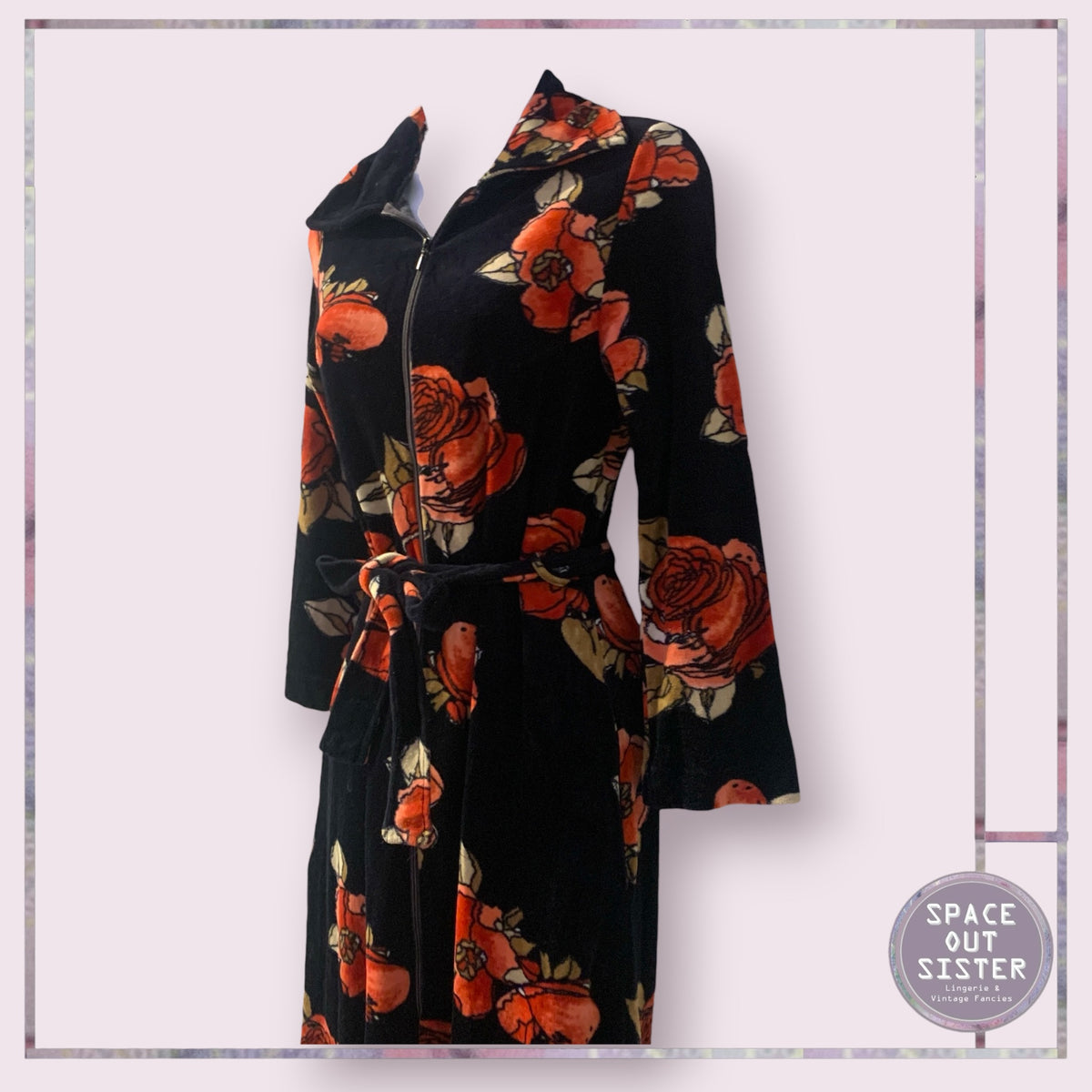 Vintage Cotton Rose Zip Robe