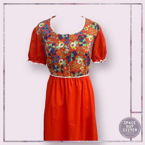 Vintage Red Floral Nightdress