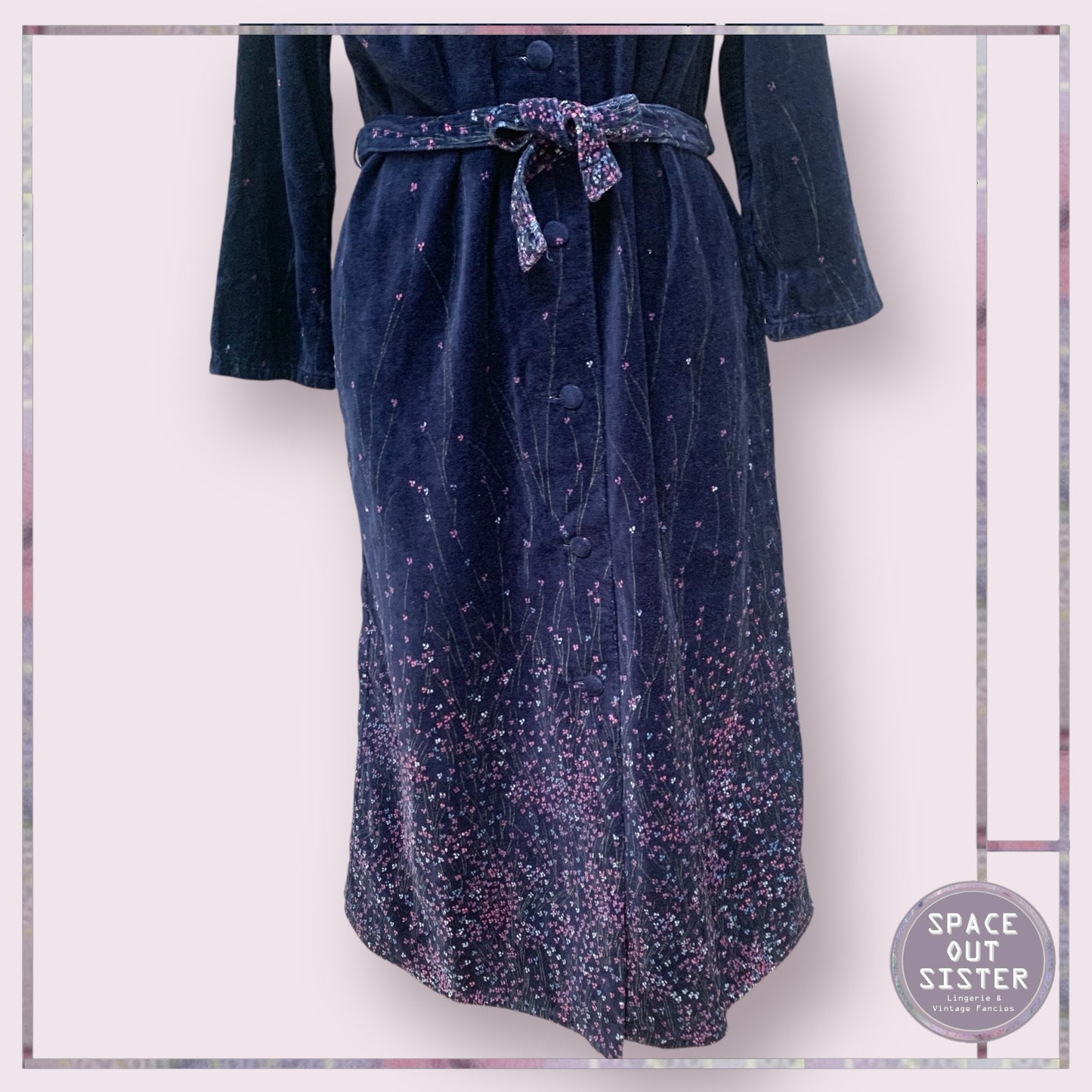 Vintage Micro Floral Navy Robe