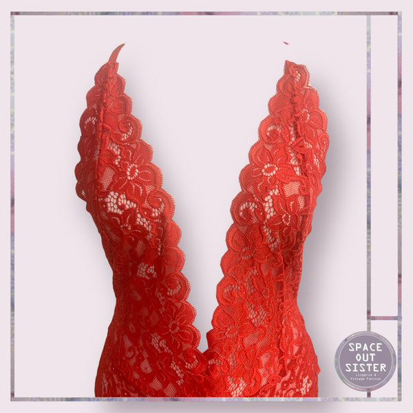 Reserved Super Soft Red Lace Bodysuit