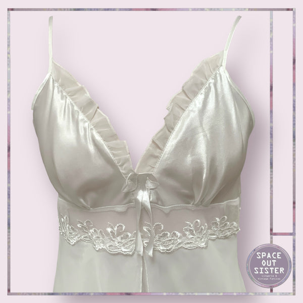 Vintage White Satin Petal Nightdress