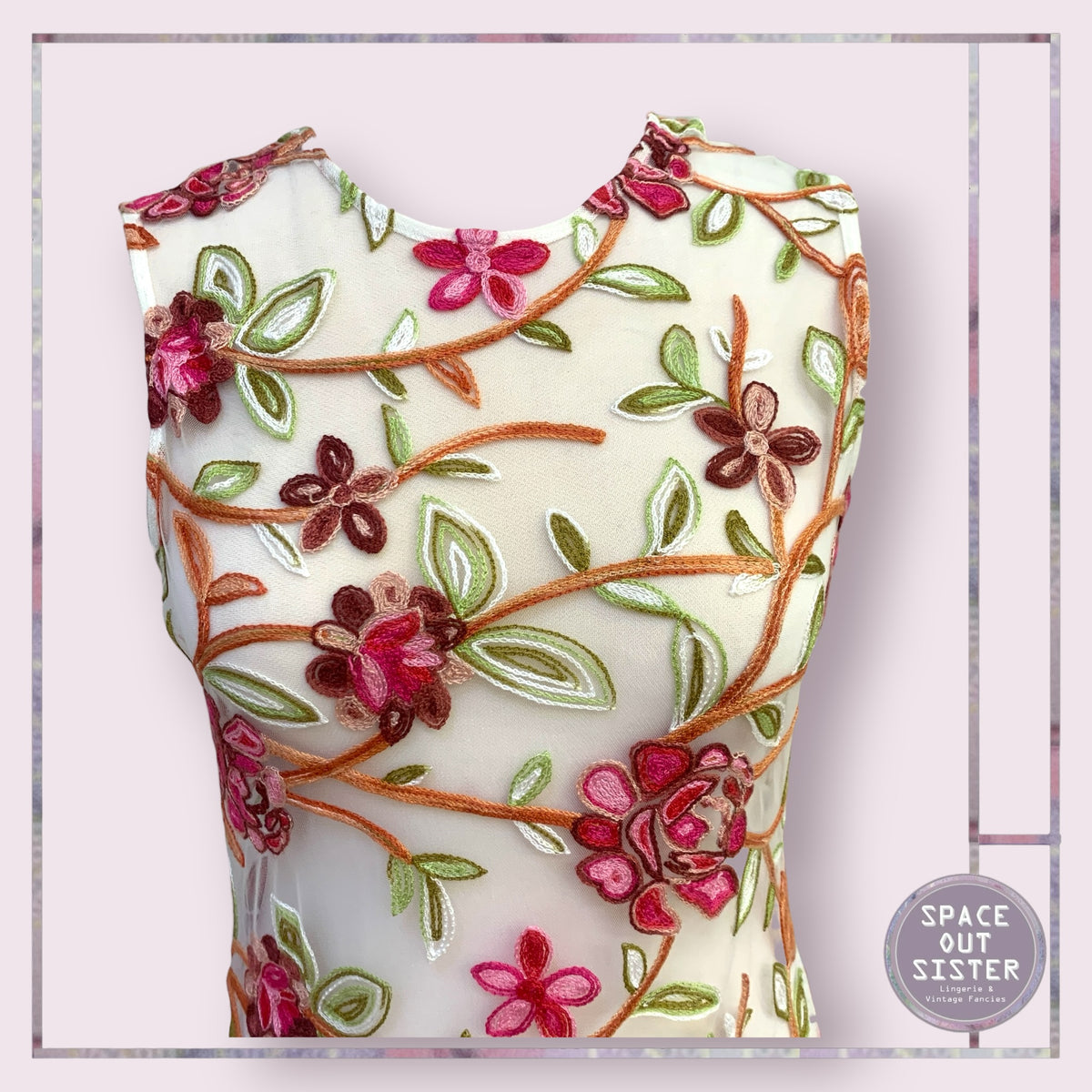 Vintage Embroidered Sheer Bodysuit