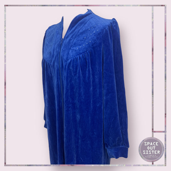 Vintage NOS Blue Velour Robe