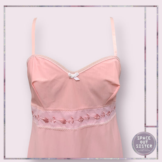 Vintage Embroidered Pink Slip