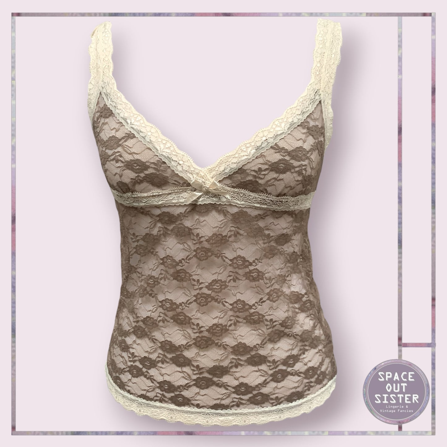 Chocolate & Cream Stretch Lace Camisole