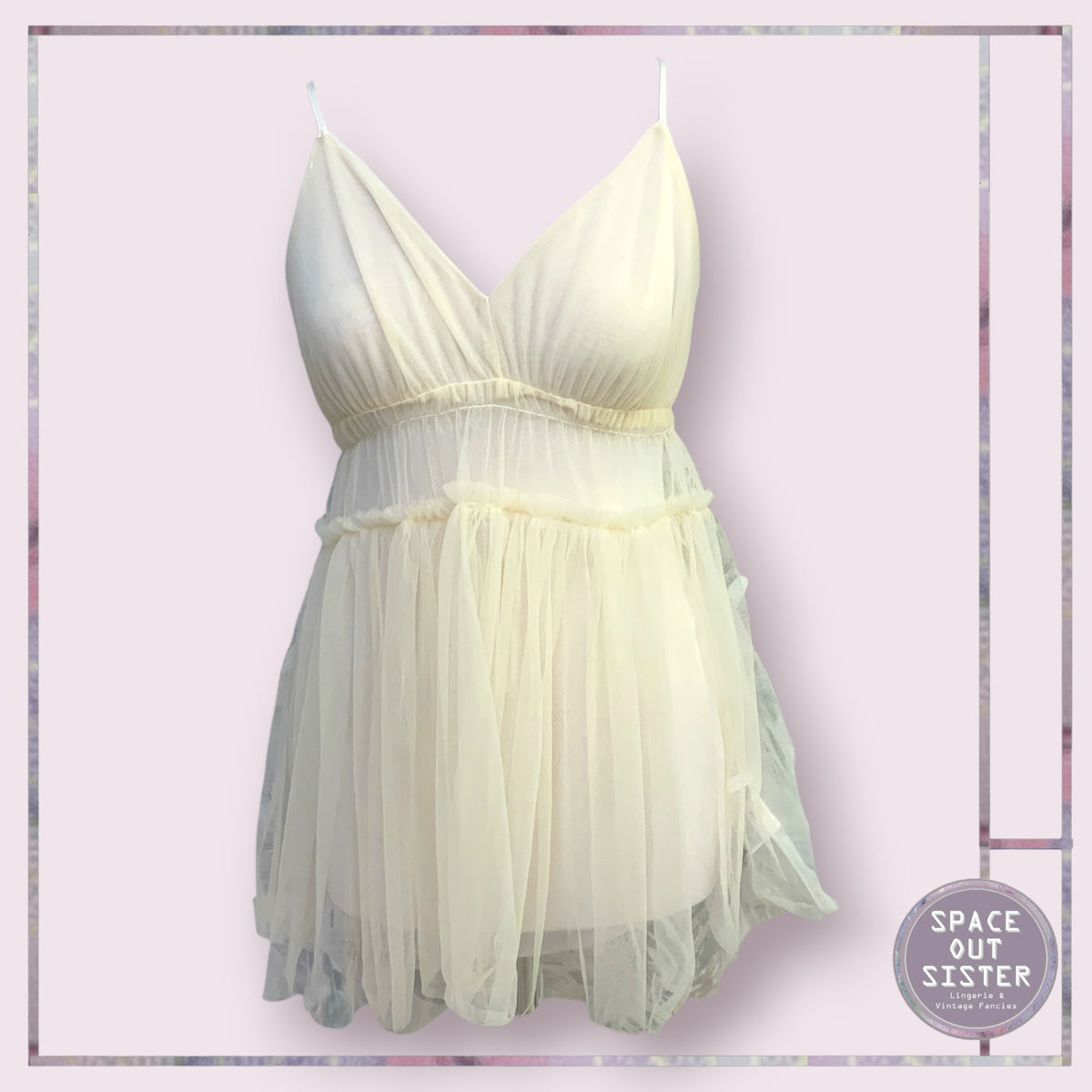 Vintage Gathered Tulle Nightdress