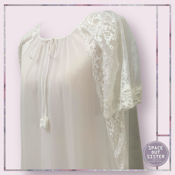 Vintage White Chiffon Negligee