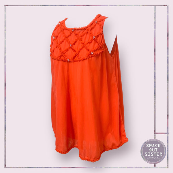 Vintage Orange Ruffle Babydoll