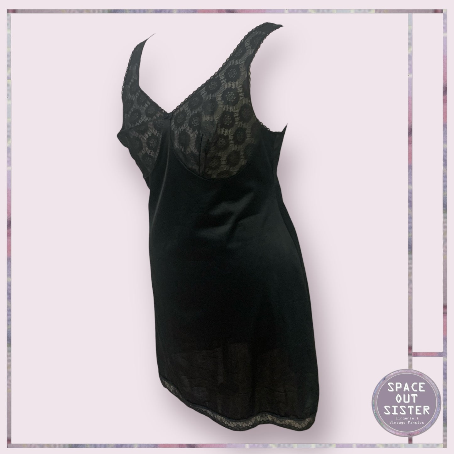 Vintage Black Floral Bust Slip