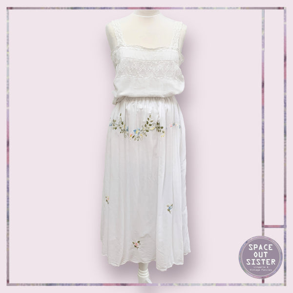 Vintage Cotton Floral Embroidered Skirt