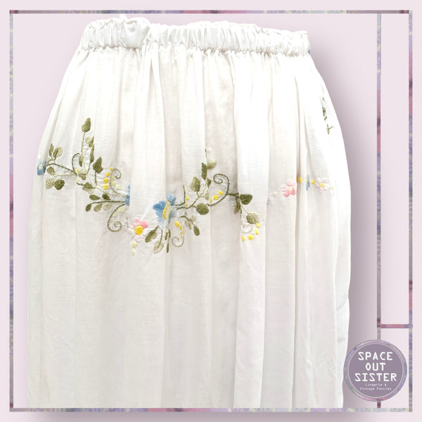 Vintage Cotton Floral Embroidered Skirt
