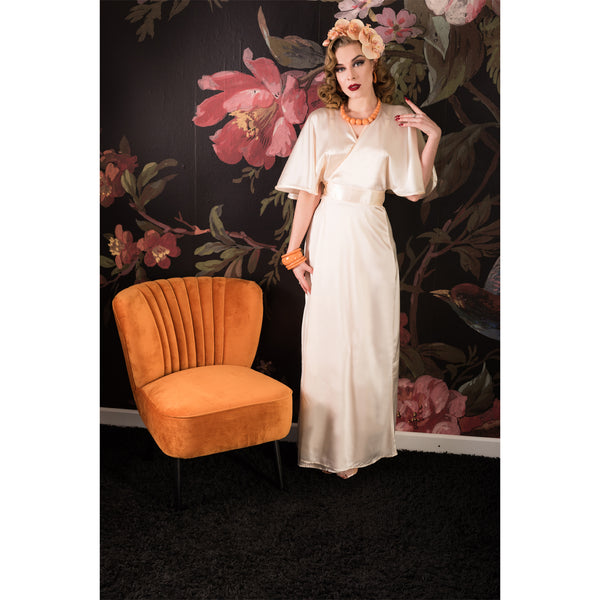 New 1930s Lounge Robe Peach Satin by What Katie Did