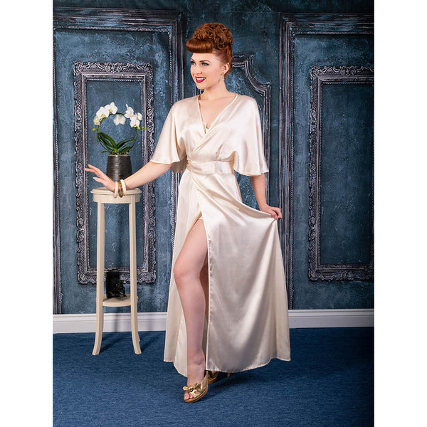 New 1930s Lounge Robe Peach Satin by What Katie Did