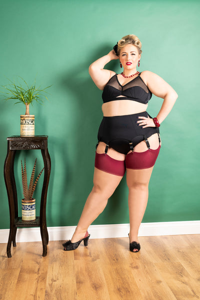 Claret Glamour Seamed Stockings by What Katie Did