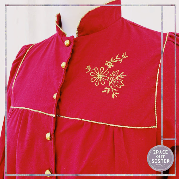 Vintage French Brushed Cotton Claret Nightdress
