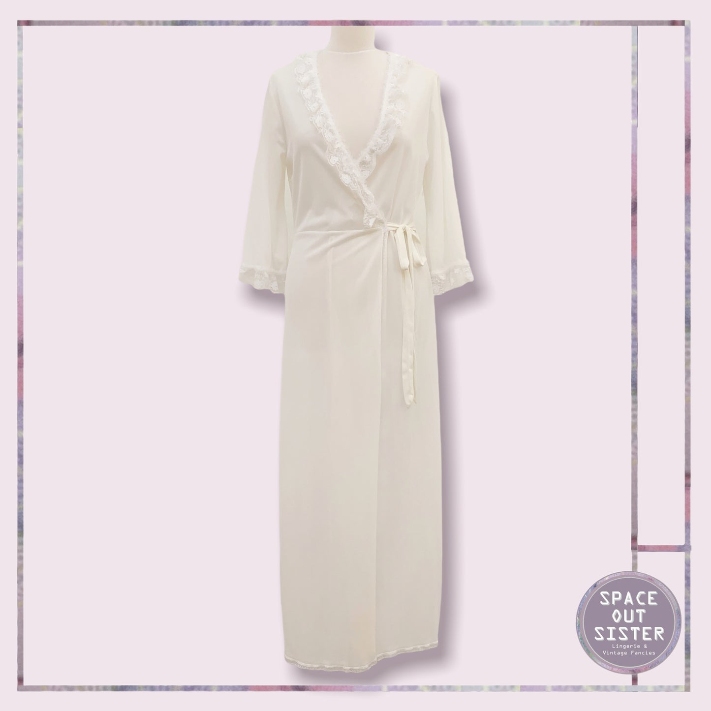 Vintage Lace Trim White Robe