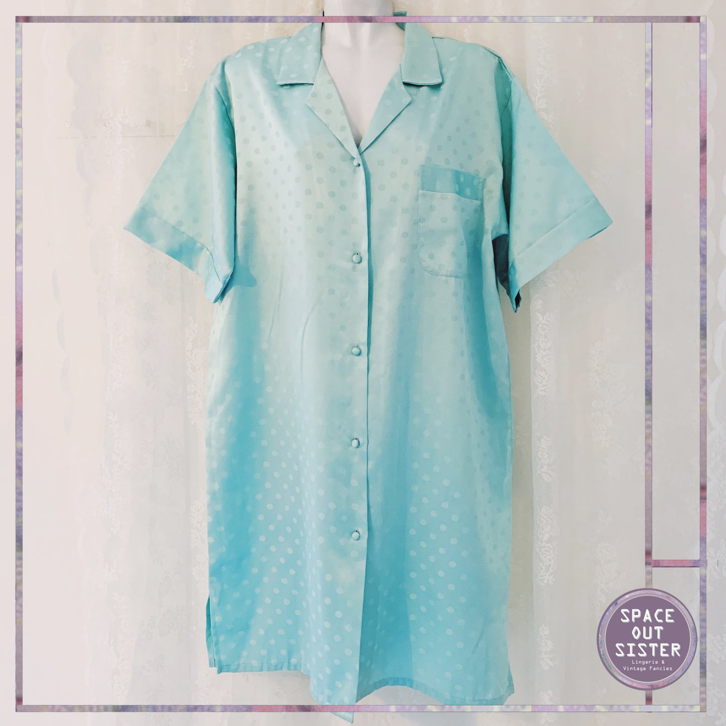 1990s Miss Helen Light Pastel Green Nightshirt