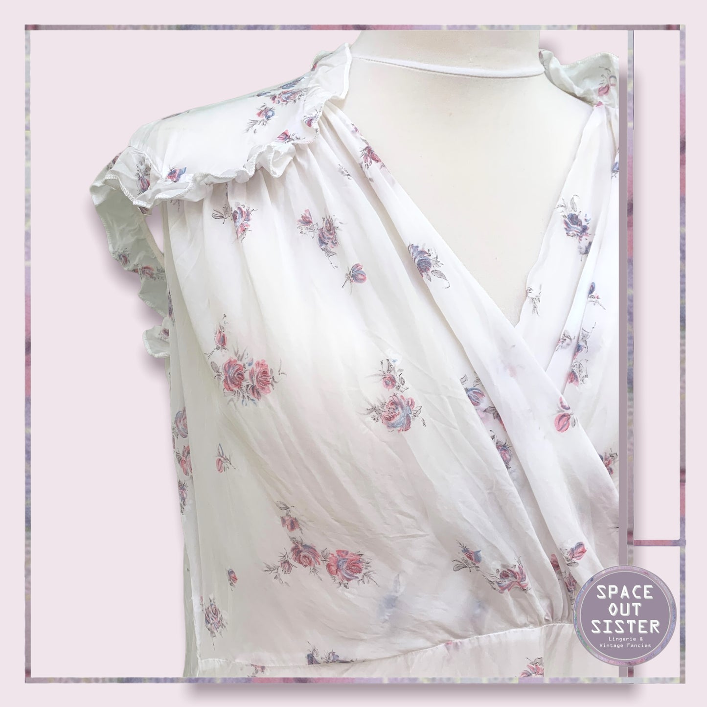 Vintage Floral Ruffle Nightdress