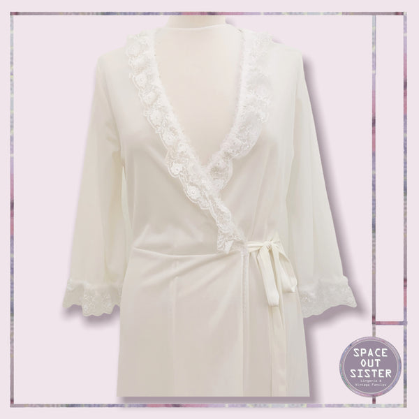 Vintage Lace Trim White Robe